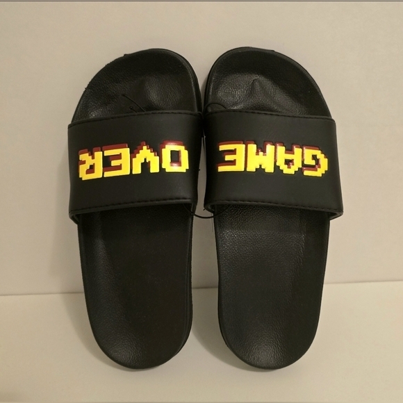 NEW Boy's Game Over Slides Sandals‎ Black & Yellow Size 13/1 - Picture 4 of 6